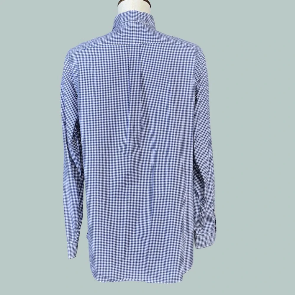 Polo Ralph Lauren Button Down Shirt Men's XL Blue Gingham Excellent Long Sleeve